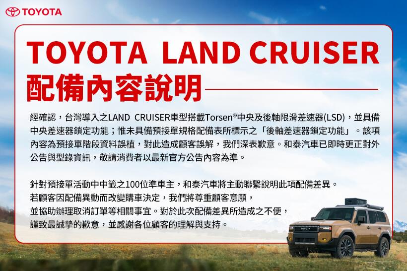 【TOYOTA LAND CRUISER 配備內容說明】